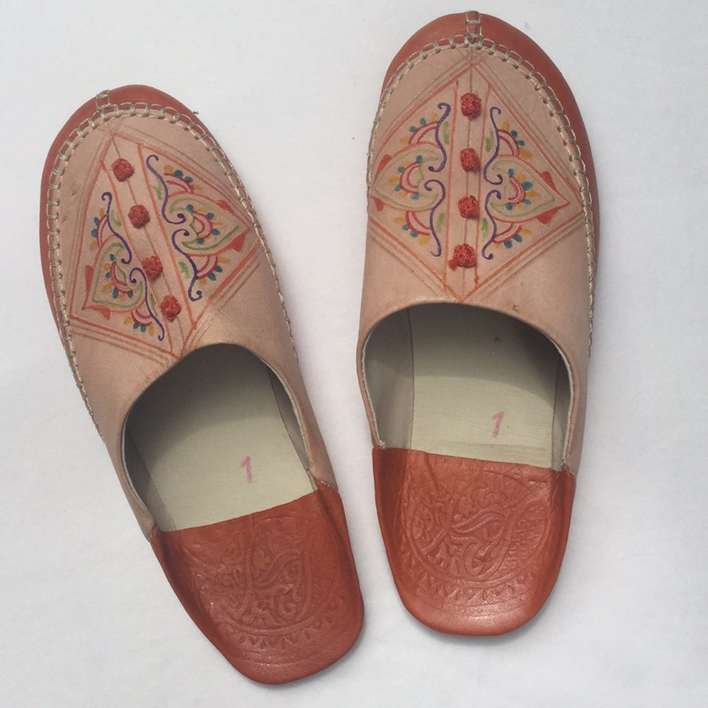 HandPainted Mules/Magic Slippers Orange Unique 8/9